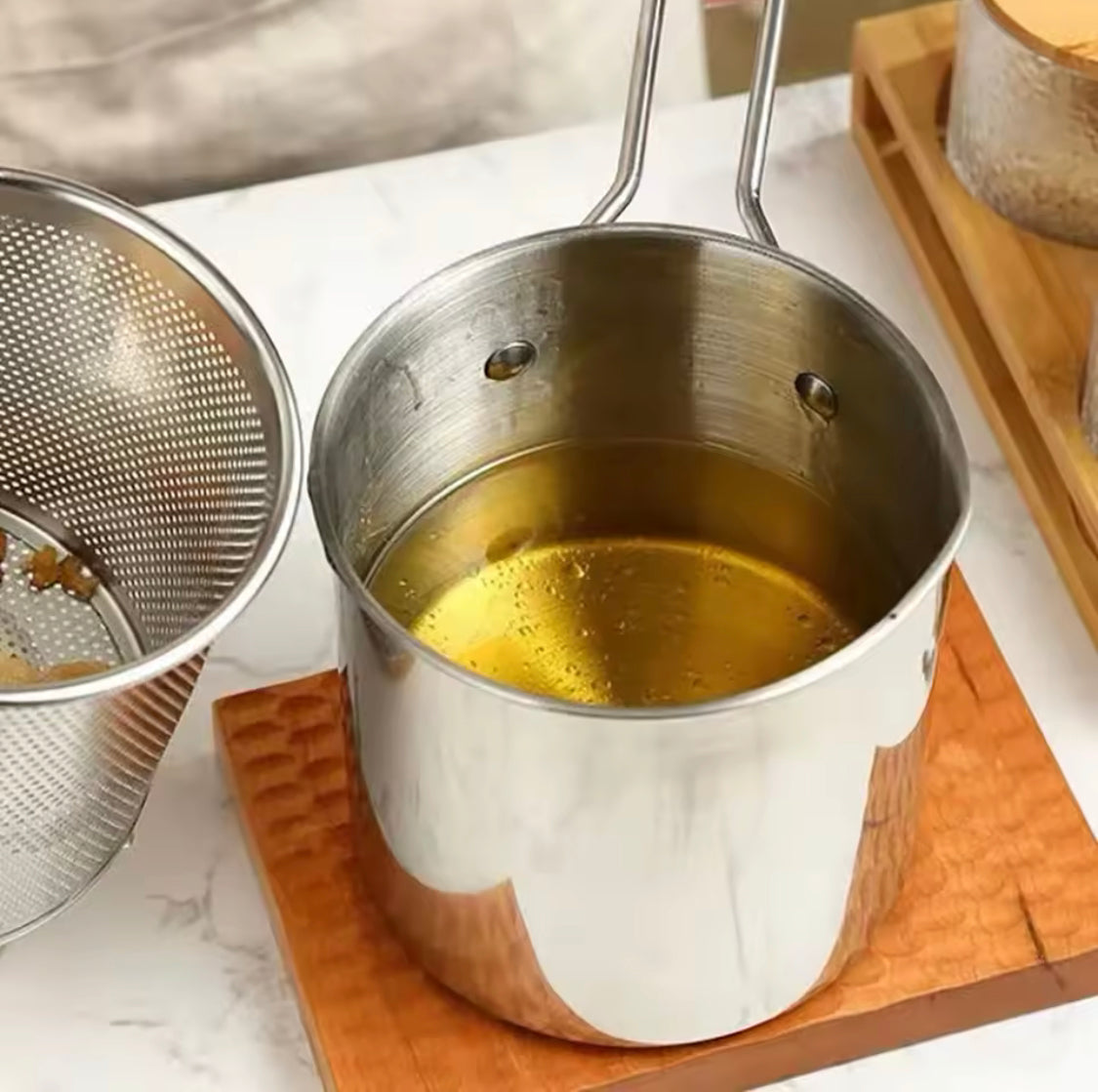 Stainless Steel Deep Fryer With Frying Basket, Tempura Frying Pot With Strainer, Multi Functional Cooking Kitchen Acceesories Stainless Steel Deep Fryer With Frying Basket, Tempura Frying Pot With Strainer, Multi Functional Cooking Kitchen Acceesories